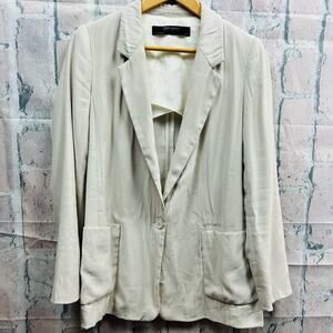 Zara Basic Collection Women Casual Beige Jacket Blazer Size Small 100% Acetate